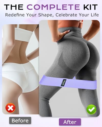 Fitense Fabric Resistance Bands for Working Out - Booty Bands for Women Men with Workout Bands Guide, Exercise Bands Resis...