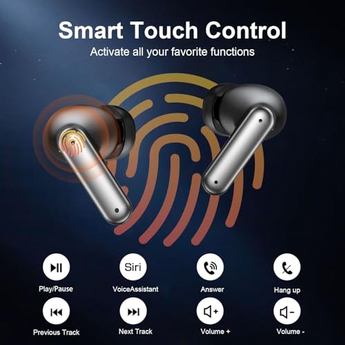 ZIUTY Wireless Earbuds, 2025 Bluetooth Headphones, 50hrs Stereo Deep Bass Ear Buds with Power Display Charging Case, buit ...