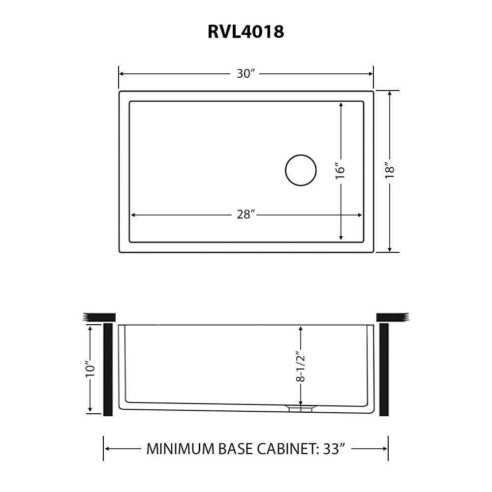 Ruvati 30-inch Matte Black Fireclay Modern Farmhouse Offset Drain Kitchen Sink Single Bowl - RVL4018MBK