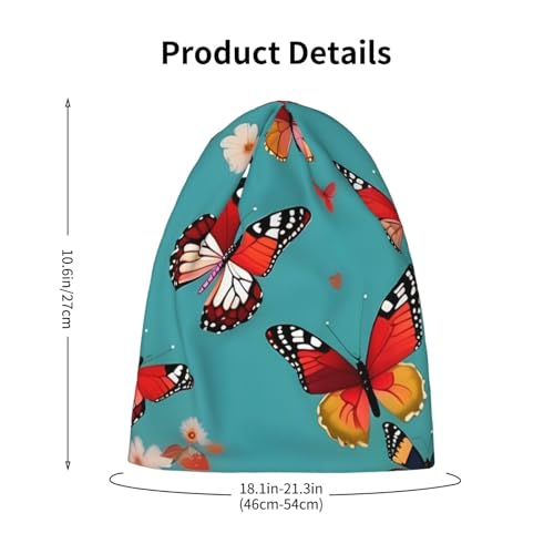 YANYU Hen Flying Butterflies Among Flowers Print Soft Beanie Winter Hat Warm Thermal Cap Headwear for Snow Play Outdoor Ac...