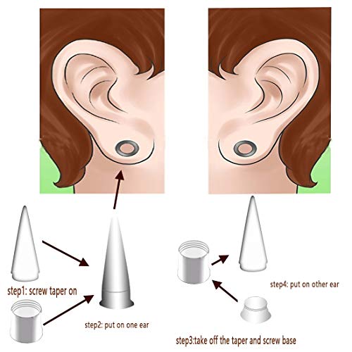TBOSEN 36PCS Ear Gauge Stretching Kit Stainless Steel Double Flare Alloy Tapers 3 In 1 Plugs Set Eyelet 14G-00G