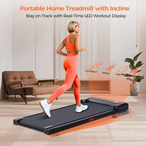 SUOUER Walking Pad with Handle Bar, Compact Portable Walking Pad Treadmills for Home/Apartment with Handles, 3.0HP Small E...