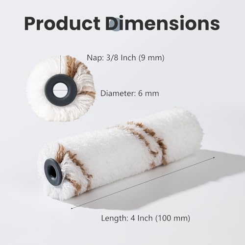 Mister Rui Microfiber Paint Roller Covers 4 Inch, 40 Pack Small Paint Roller Covers with Roller Frame Kit, Mini Paint Roll...