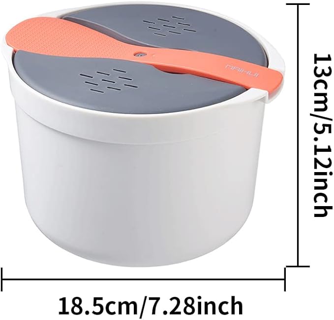 Microwave Rice Cooker, 2L Microwave Rice Steamer Pasta Cooker, Food Grade PP Microwave Rice Cooker, Strainer and Steamer Pot Set,4PCS(COLOR:orange)