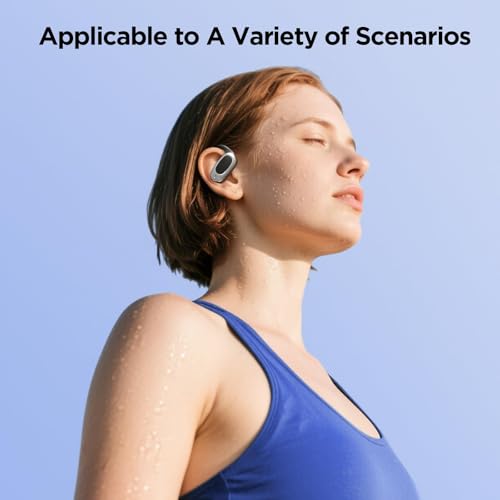 Open Ear Wireless Headphones Air Conduction Earbuds with Mic 42H Playtime Clear Calls LED Digital Display Over Earphones L...