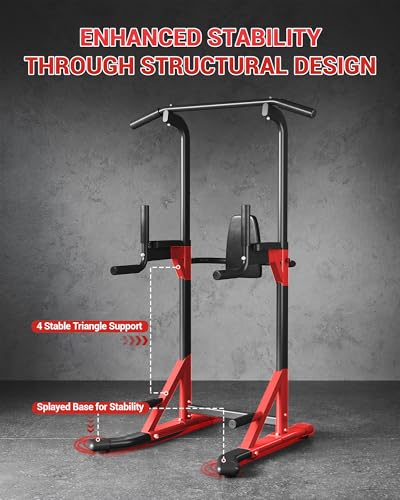 Power Tower Pull Up Bar & Dip Station, 450LB Weight Capacity, Heavy-Duty Carbon Steel Free Standing Home Gym for Pull-Ups,...