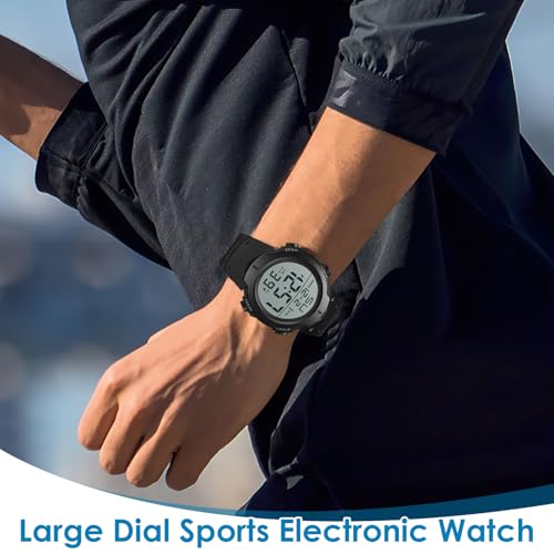 YUEWEESER Mens Digital Sports Watch Women Waterproof Wrist Watches with Large LED Backlight Screen Alarm Date Display for ...