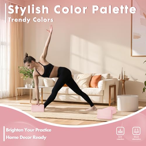 High-Density EVA Yoga Block – Hard & Thick (250g) Block for Yoga, Pilates, Dance Workout – Non-Slip Exercise Brick for Beg...