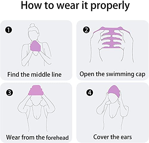 Moolecole Soft Waterproof Silicone Swim Cap Girls Summer Pool Sea Swimming Cap Bathing Haircare Hat for Long Hair