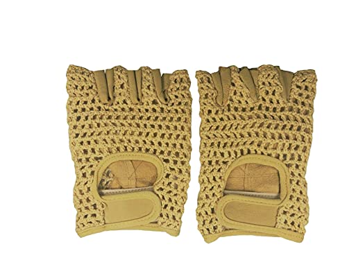 Mens Retro Crochet Cycling Gloves - British Tan