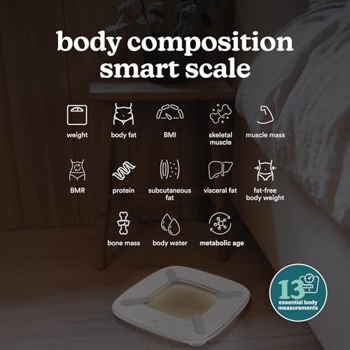 Homedics Digital Smart Scale, Motion-Sensing LED Display, 13 Body Metrics Analysis, Bluetooth Sync, Multi-User Recognitio...