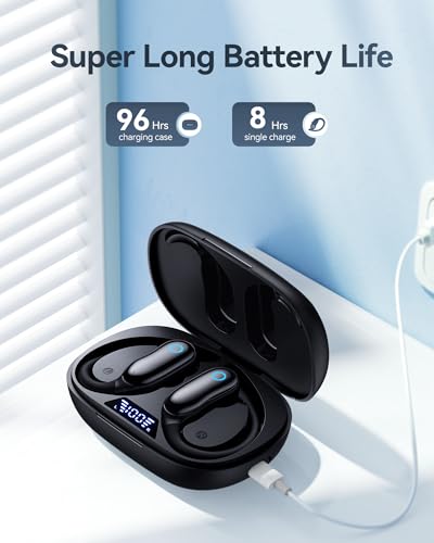 GNMN Active Noise Cancelling Ear Buds Wireless Earbuds 96hrs Playback Bluetooth Headphones Dual Battery Display Stereo Bas...