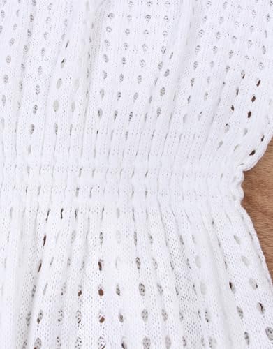 Allifewithu Women's Summer Sleeveless Cover Ups Waist Tie Mini Dress V Neck Swimsuit Crochet Cover Up