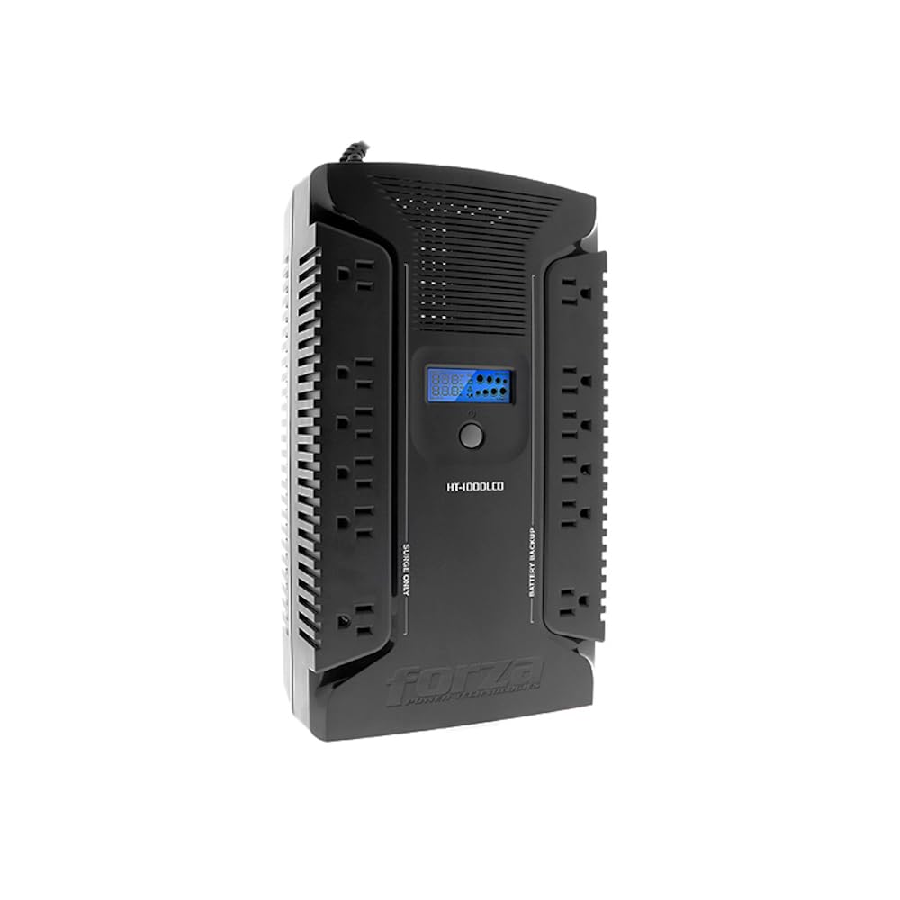 Forza Ups 1000Va/600W Line Interactive Uninterrupted Battery Backup Supply, 12 Outlets, Avr, Lcd Screen, Usb, Coaxial, 3 Year Wa