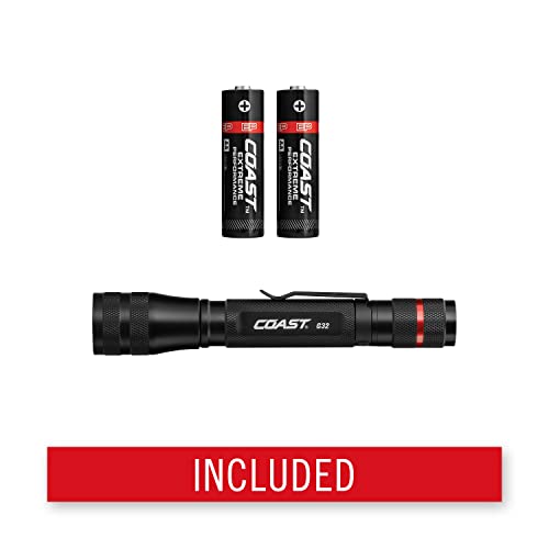 Coast G32 Flashlight - 465 Lumens, Pure Beam, Twist Focus, Aluminum, 10.4X4.5X1.25, Black, Model 20484