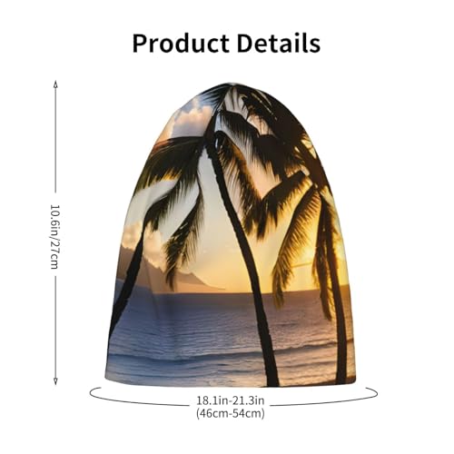 Hawaii Sunbeams Print Beanie Hat Soft Thermal Cap Winter Headwear for Cold Indoor Outdoor Activities Black