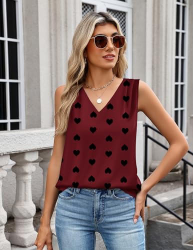 Zeagoo Women's Silk Satin Camisole Tank Tops V Neck Pleated Dressy Casual Sleeveless Blouses Summer Business Work Shirts