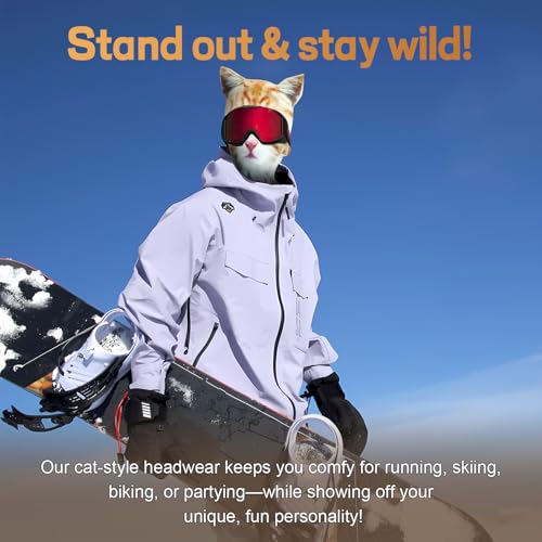 EQUNROY 2 Pack 3D Cat Ski Mask with Ears Funny Animal Balaclava for Winter Sports, Outdoor Activities, Halloween Costumes,...