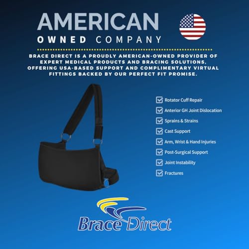 Brace Direct Deluxe Shoulder Immobilizer Arm Sling with Padded Straps- Shoulder Brace for Rotator Cuff Repair, Dislocation, Cast Support, Arm, Wrist, & Hand Injury- For Left or Right Arm
