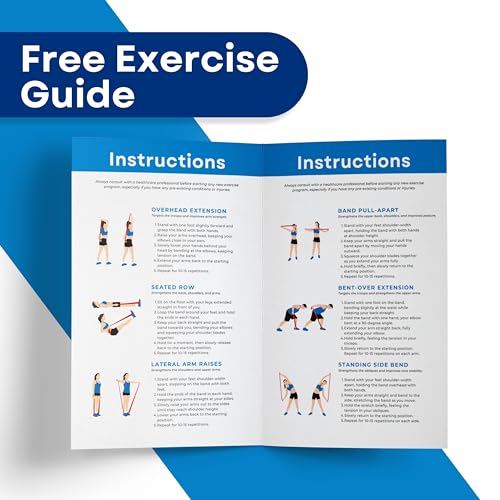 RMS Resistance Bands with Instruction Guide & Carry Bag - Latex Free Exercise Band for Working Out, Physical Therapy, Reha...