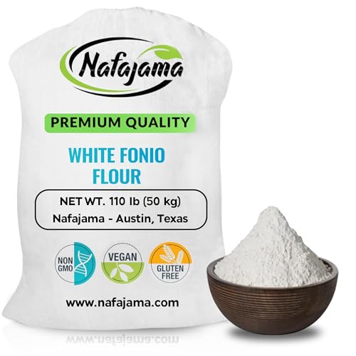 Nafajama enhanced Gluten-Free White Fonio Flour | Ancient African Superfood | All-Natural Non-GMO Vegan High-Fiber - 1 Bag of 110 lb / 50 kg
