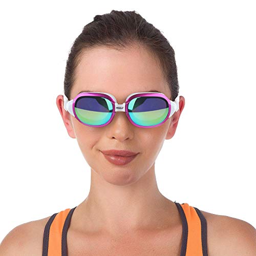Firesara Swim Goggles, No Leaking Large Frame Wide View Pool for Women Men