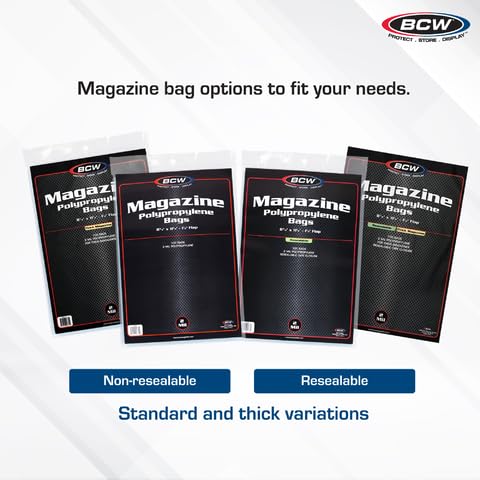 BCW Magazine Bags - 1 Pack of 100 | Acid-Free, Crystal Clear Polypropylene Sleeves for Archival-Quality Storage of Collect...