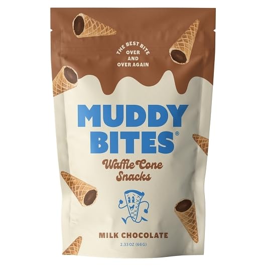 Muddy Bites Waffle Cone Snacks Milk Chocolate Flavor The Best Bite Over & Over Again Kosher Non-GMO 2.33 Ounce (Pack of 12)