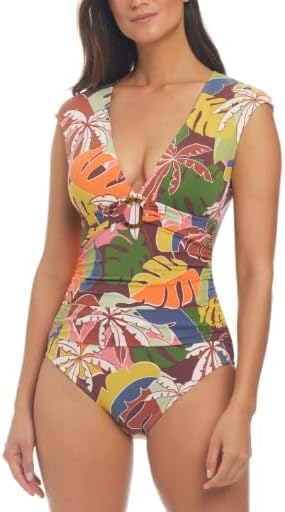 Island Life Multi-Colored Cap Sleeve One-Piece Swimsuit by Bleu Rod - Island Life