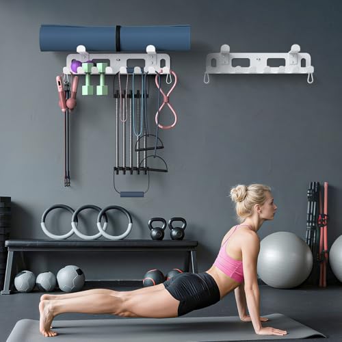 KHAMAL Multi-Purpose Gym Equipment Storage Rack for Resistance Bands - Gym Wall Storage for Exercise Bands, Yoga mat, Jump...