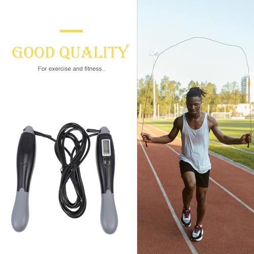 Beavorty Smart Jump Rope with Digital Counter, Steel Wire Fitness Skipping Rope for Adults, Black-grey Long Cord for Outdo...
