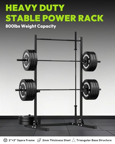 HANDBODE Squat Rack with Pull Up Bar, Adjustable Power Racks for Home Gym, 800 lbs Capacity Bench Press Rack, Fits 6 & 7 F...