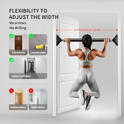 PROIRON Door Pull Up Bar Doorway Frame Chin Up Bar from 28.3in-38.2in,No Screws,Home Gym Upper Body Workout Fitness Equipm...