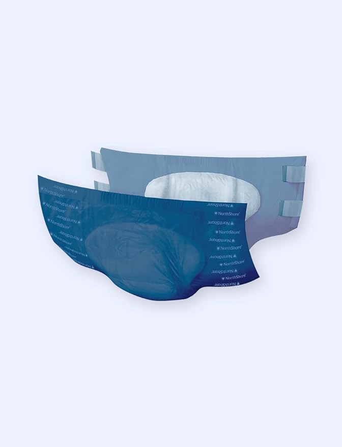 NorthShore MegaMax Adult Overnight Diapers, 12-Hour Tab-Style, Large, 10 Count Bag, Blue, 42-54 inches, Unisex Incontinence Underwear