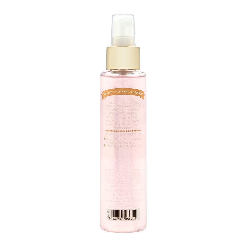 Bath & Body Works Twisted Peppermint 4.9 Oz Diamond Shimmer Mist, 4.9 Ounce