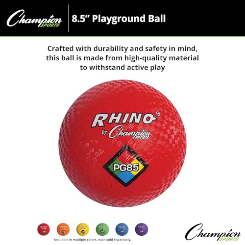 Champion Sports Rhino Playground Balls 8.5" D - Two Ply, Nylon Wound, Red (Set of 1 Ball)