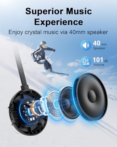 weneed Bluetooth Ski Helmet Headphones, IPX6 Waterproof, Built-in Mic, HD Speaker Chip, Ice-Resistant Down to -4℉ for Skii...
