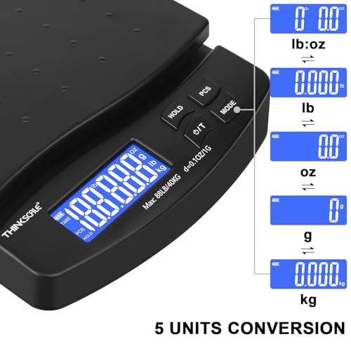 THINKSCALE 88lb Shipping Scale, 0.1oz Precision, Digital Postal Scale with Large LCD, Hold/Tare/Piece Counting, 5 Units, D...