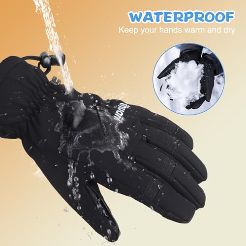 ihuan Kids Winter Waterproof Ski Gloves, Snowboarding Touchscreen Cycling Gloves for Boys Girls As Stocking Stuffers