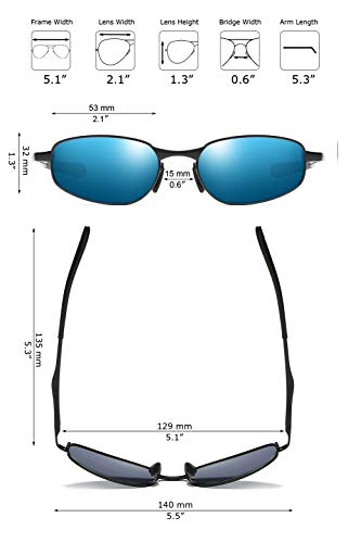 ZHILE Polarized Sunglasses Small Size Rectangular Metal Frame for Men and Women UV400 Protection
