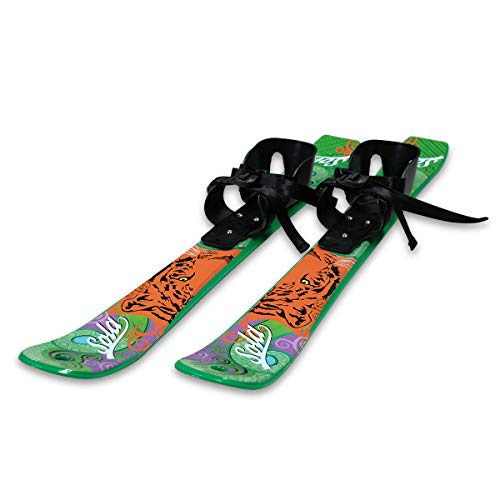SOLA Kids Ski Set – Beginner Cross Country Skis with Poles and Adjustable Bindings for Ages 3–4, Backyard Winter Fun