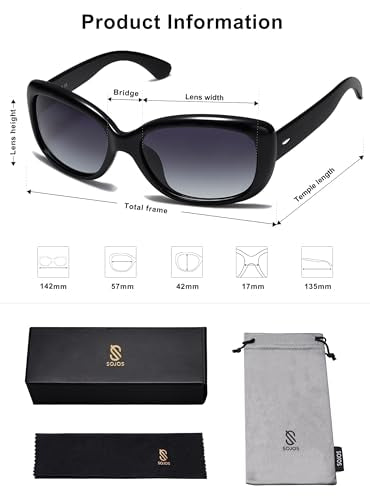SOJOS Vintage Square Sunglasses for Women Polarized UV Protection Havana Frame SJ2111