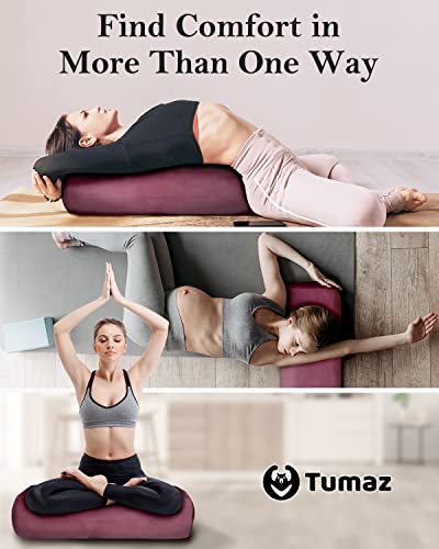 Tumaz Yoga Bolster Set - Rectangular Bolster Pillow for Restorative Yoga, Soft Meditation Pillow with Carry Handle and 8-F...