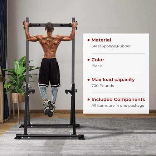 Tappio Folding Power Tower Dip Station Pull Up Bar, Multifunctional Pull Up Tower Adjustable Height, Triangular Structure ...
