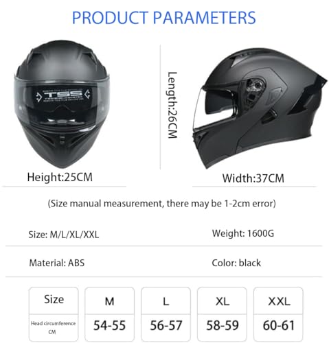 Bluetooth Motorcycle Helmet,Modular Motorcycle Helmet with Bluetooth,DOT Approved Dual Visor Full Face Flip up Bluetooth I...