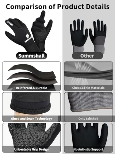 Summshall Scuba Diving Gloves, 3MM Neoprene Thermal Non-Slip Gloves for Diving, Surfing, Kayaking, Snorkeling, Sailing, Bo...