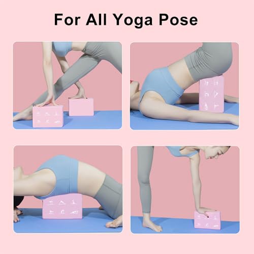 2 Yoga Block and 2 Yoga Strap Set,Non-slip EVA Foam Blocks, High Density Yoga Bricks with 6ft Strap, Supportive Latex-Free...