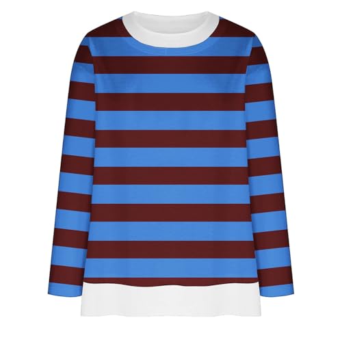 Women's Fall Oversized Striped Rugby Pullover Casual Long Sleeve Layered Sweatshirt Loose Fit Drop Shoulder Top