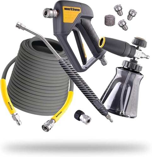 Active Pressure Washer Accessory Bundle, Adaptable for All Electric & Gas Pressure washers w/ M22-14mm Connections. Swivel...