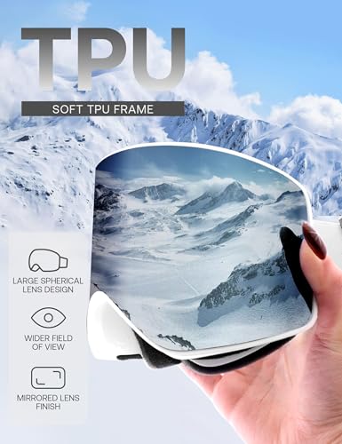 SOJOS Frameless Ski Goggles Men Women, Ultra-Wide 180° Panoramic, UV400 Protection, OTG Compatible SJ3063